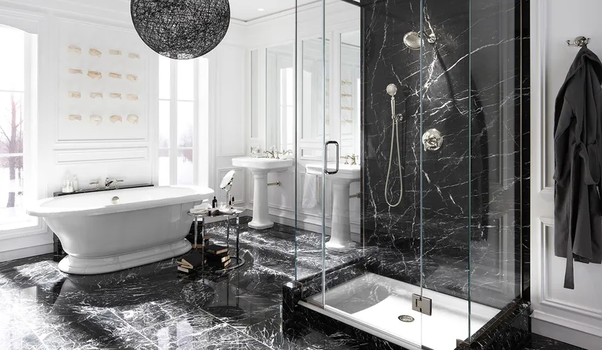 Мрамор Negro Marquina